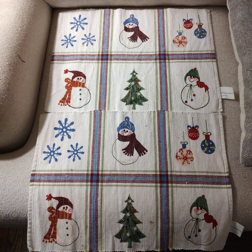 St Nicholas square table mats snow person themed